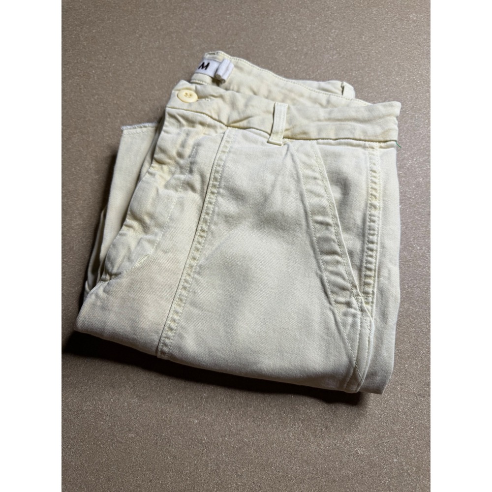 AMO Easy Army Trouser Pale Yellow High Rise Raw Hem Utility Pants Size 30